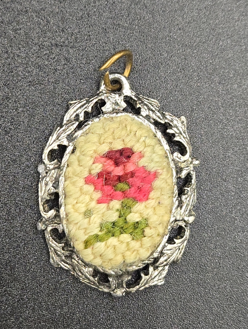 Bucilla Vintage Needlepoint Rose Pendant